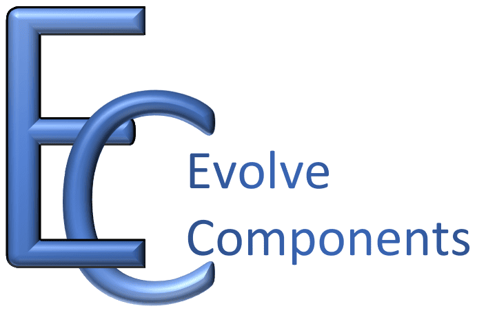 Evolve Component's logo which is a capital E overlaying with a C